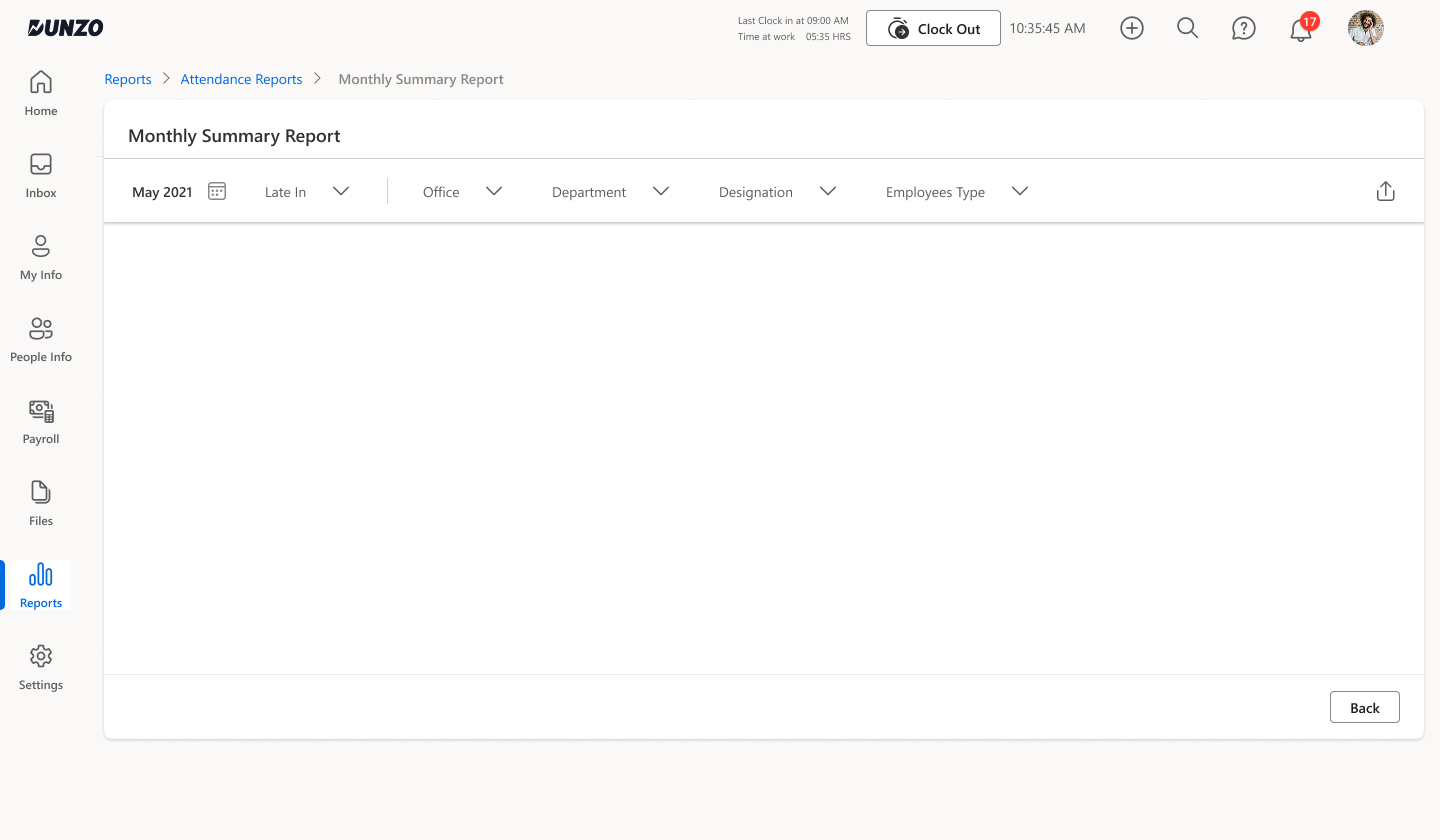 Wireframe - Monthly Summary Report empty