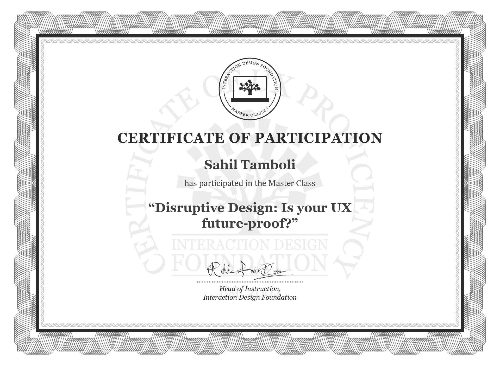 IxDF Certificate