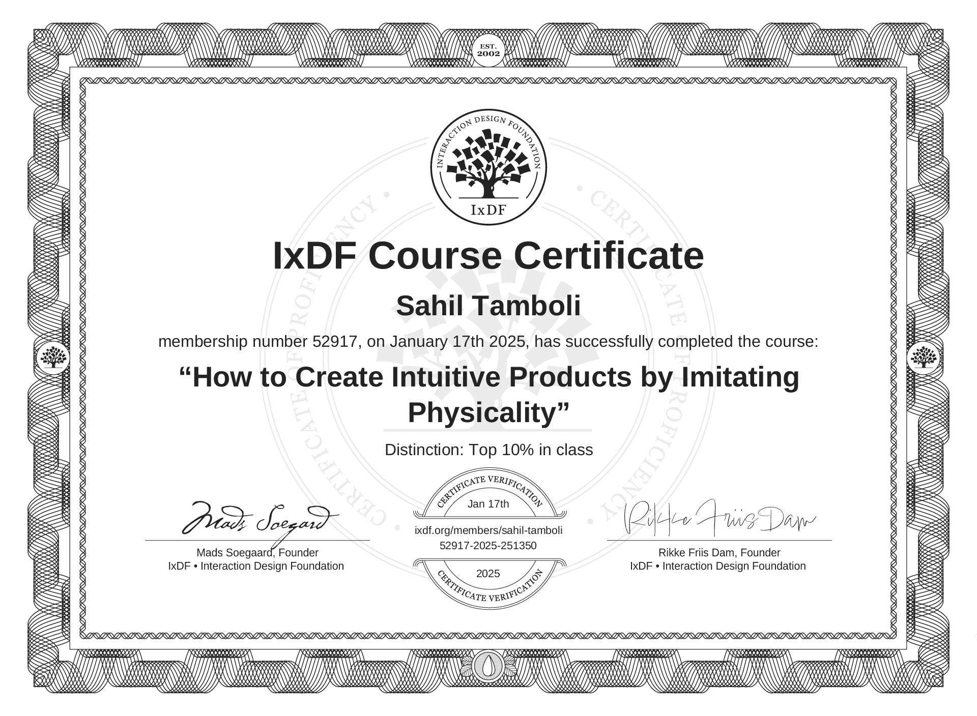 IxDF Certificate