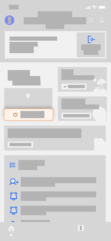 Mobile wireframe - Home screen with Field Force card