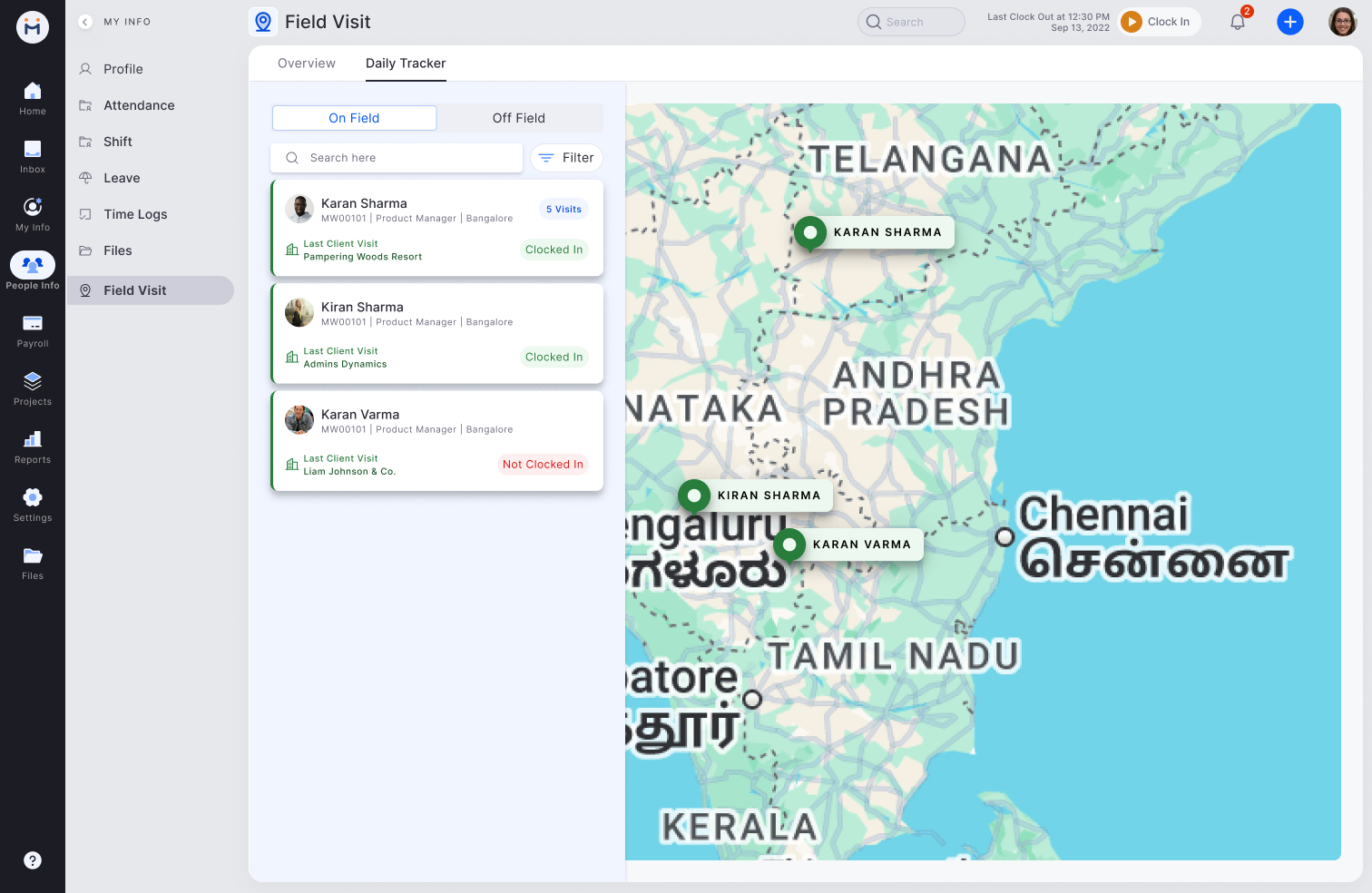 Web visual - Daily tracker with real map