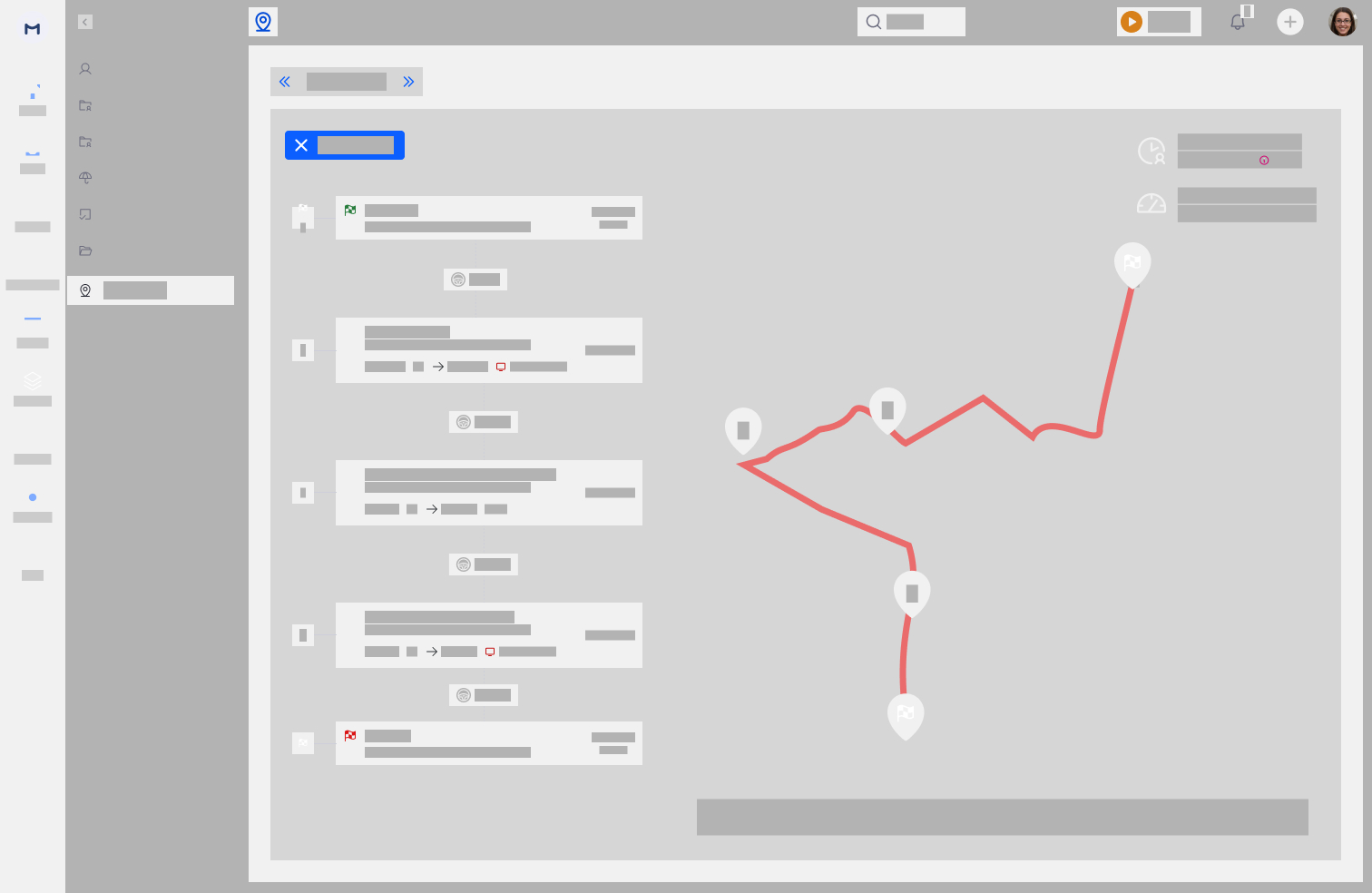 Web wireframe - Daily tracker list + map