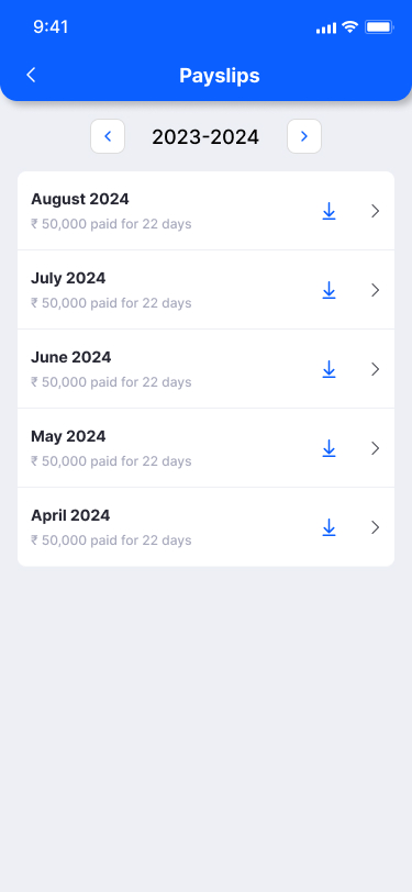 Mobile - Payslips list