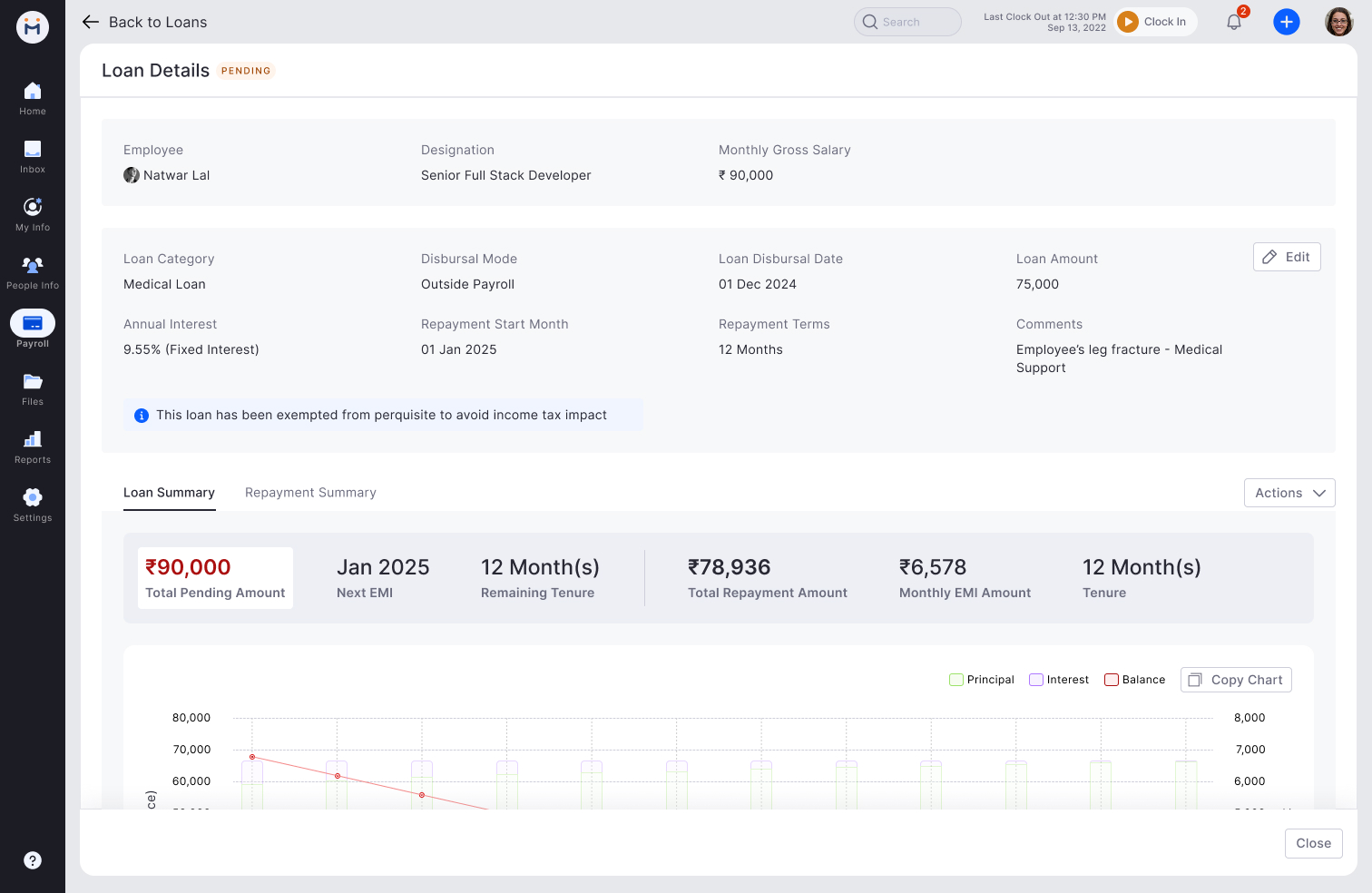 Web - Loan details screen